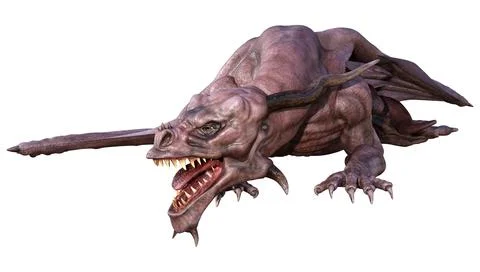 3D Rendering Fairy Tale Dragon on White Stock Illustration
