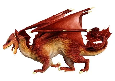 3D Rendering Fairy Tale Dragon on White Stock Illustration