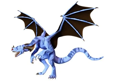 3D Rendering Fairy Tale Dragon on White Stock Illustration