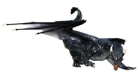 3D Rendering Fairy Tale Dragon on White Stock Illustration