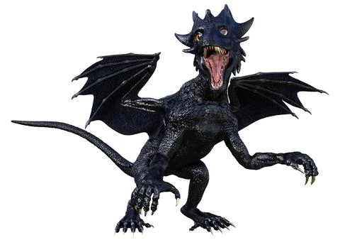 3D Rendering Fairy Tale Dragon on White Stock Illustration