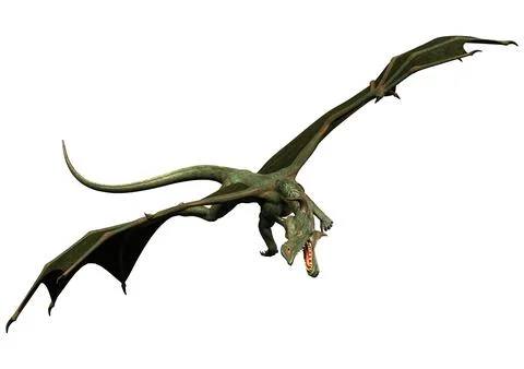 3D Rendering Fairy Tale Dragon on White Stock Illustration