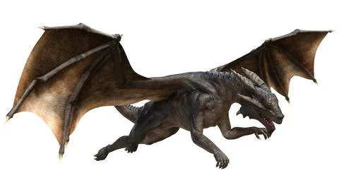 3D Rendering Fairy Tale Dragon on White Stock Illustration