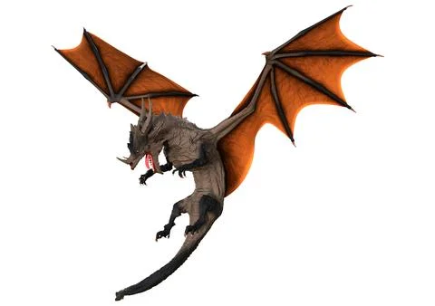 3D Rendering Fairy Tale Dragon on White Stock Illustration