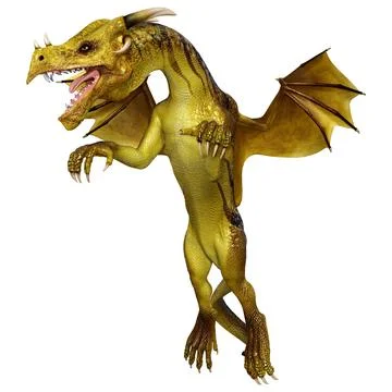 3D Rendering Fairy Tale Dragon on White Stock Illustration