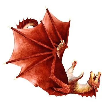 3D Rendering Fairy Tale Dragon on White Stock Illustration