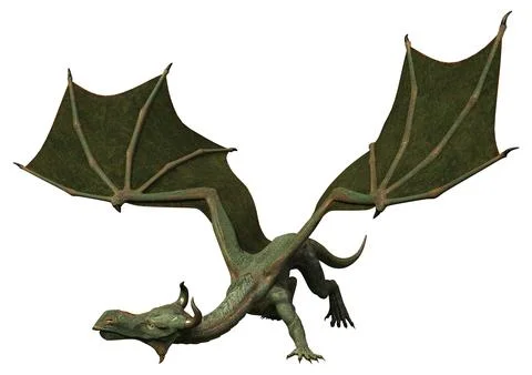 3D Rendering Fairy Tale Dragon on White Ilustración de archivo