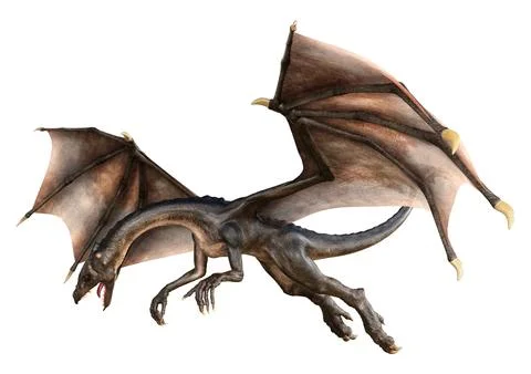 3D Rendering Fairy Tale Dragon on White Stock Illustration