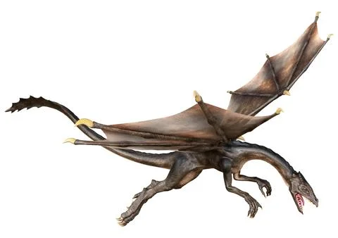 3D Rendering Fairy Tale Dragon on White Stock Illustration