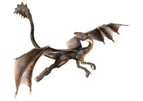 3D Rendering Fairy Tale Dragon on White Stock Illustration