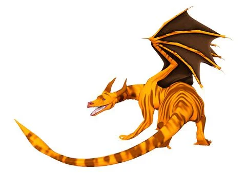3D Rendering Fairy Tale Dragon on White Stock Illustration