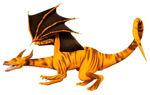 3D Rendering Fairy Tale Dragon on White Stock Illustration