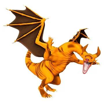 3D Rendering Fairy Tale Dragon on White Stock Illustration