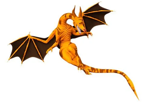 3D Rendering Fairy Tale Dragon on White Stock Illustration