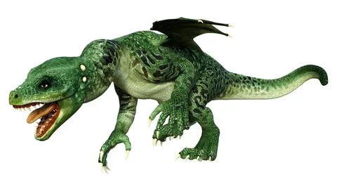 3D Rendering Fairy Tale Dragon on White Stock Illustration