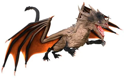 3D Rendering Fairy Tale Dragon on White Stock Illustration