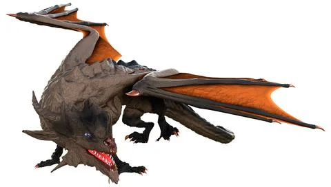 3D Rendering Fairy Tale Dragon on White Stock Illustration