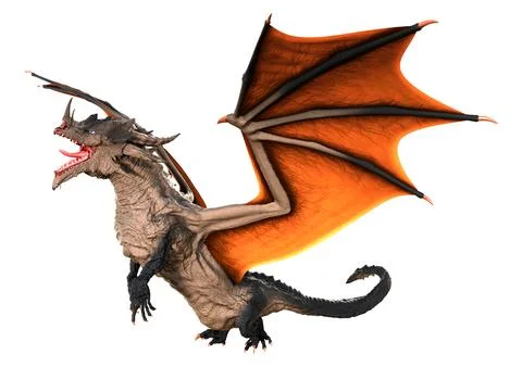 3D Rendering Fairy Tale Dragon on White Stock Illustration