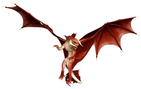 3D Rendering Fairy Tale Dragon on White Stock Illustration