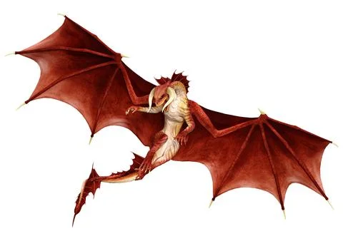 3D Rendering Fairy Tale Dragon on White Stock Illustration