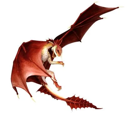 3D Rendering Fairy Tale Dragon on White Stock Illustration