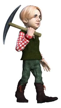 3D Rendering Fairy Tale Dwarf on White Stock Illustration