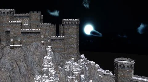 3D Rendering Fairy Tale Winter Castle Ilustración de archivo