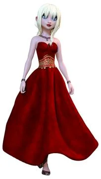 3D Rendering Fairytale Princess on White Stock Illustration