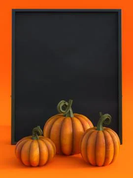 3D rendering of a fall pumpkin greeting card. Stock Illustration