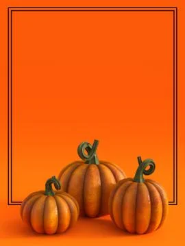 3D rendering of a fall pumpkin greeting card. Stock Illustration