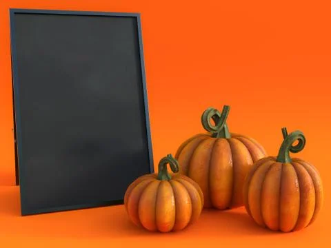 3D rendering of a fall pumpkin greeting card. Stock Illustration
