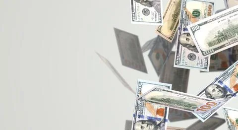 3d rendering Falling  100 dollar  business content. Stock Illustration