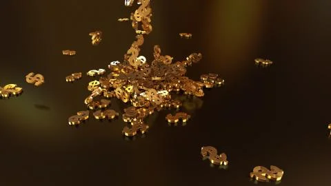 3d rendering of falling signs of dollars. Stock Illustration