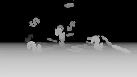 3d rendering of falling signs of dollars. Stock-Illustration