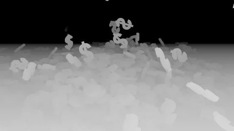 3d rendering of falling signs of dollars. Stock Illustration