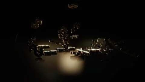 3d rendering of falling signs of dollars. Stock Illustration