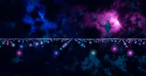 3d rendering. Fantastic background of bright glowing particles in deep space. Illustrazione stock