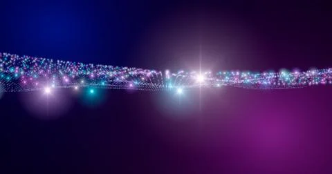 3d rendering. Fantastic background of bright glowing particles in deep space. Stock Illustration