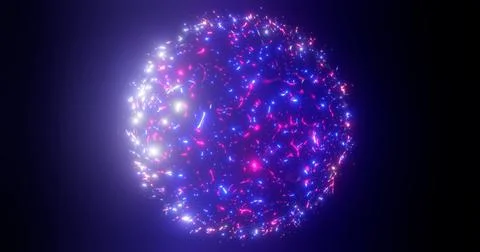 3d rendering. Fantastic background of bright glowing particles in deep space. Stock Illustration