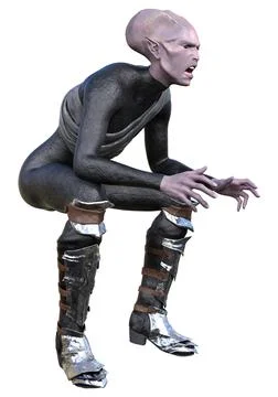 3D Rendering Fantasy Alien on White Stock Illustration