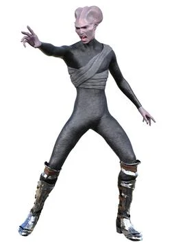 3D Rendering Fantasy Alien on White Stock Illustration