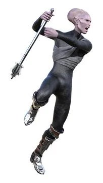 3D Rendering Fantasy Alien on White Stock Illustration