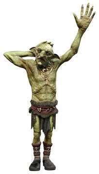 3D Rendering Fantasy Creature Hobgoblin on White Stock Illustration