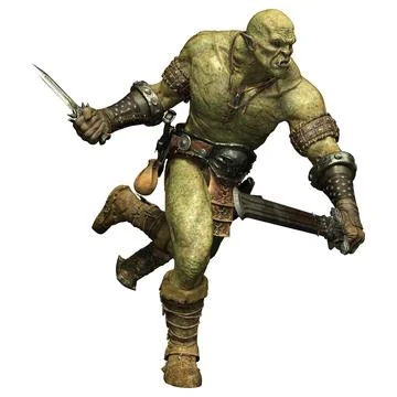 3D Rendering Fantasy Creature Orc on White Stock Illustration