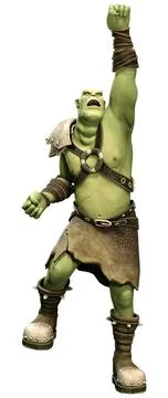 3D Rendering Fantasy Creature Orc on White Stock Illustration