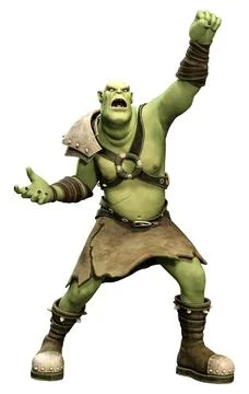 3D Rendering Fantasy Creature Orc on White Stock Illustration
