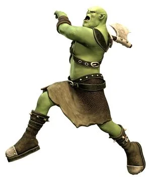 3D Rendering Fantasy Creature Orc on White Stock Illustration
