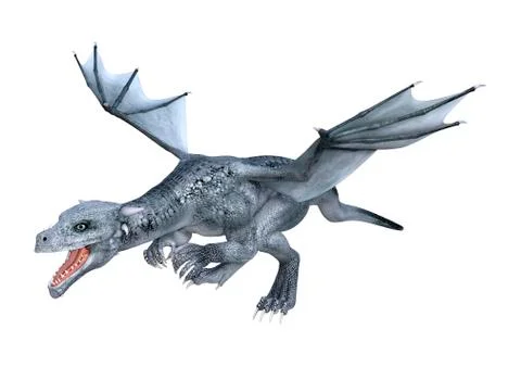3D Rendering Fantasy Dragon Whelp on White Stock Illustration