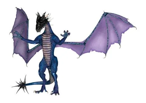 3D Rendering Fantasy Dragon on White Stock Illustration
