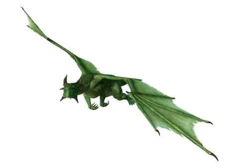 3D Rendering Fantasy Dragon on White Stock Illustration